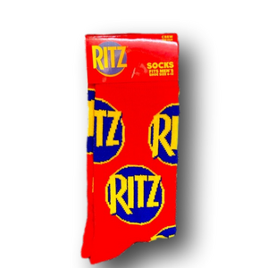 3/$20 Ritz Crackers Logo Funny Novelty Crew Socks - Brand New